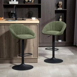 Swivel Bar Stools Set Of 2 Height Adjustable Bar Chairs Dark Green - thumbnail 6