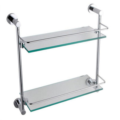 Plum&clay Ronda Bathroom Wall Mounted Double Glass Shelf (W)41Cm (H)41Cm - image 1