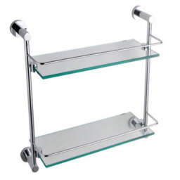 Plum&clay Ronda Bathroom Wall Mounted Double Glass Shelf (W)41Cm (H)41Cm - thumbnail 1