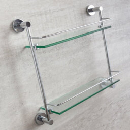 Plum&clay Ronda Bathroom Wall Mounted Double Glass Shelf (W)41Cm (H)41Cm - thumbnail 2
