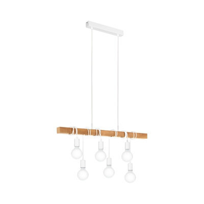 Stylish White And Wood Hanging Ceiling Pendant Light For Kitchen Island - image 1