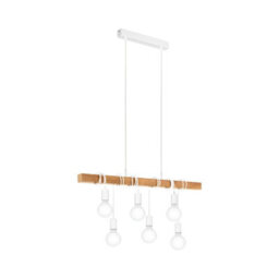 Stylish White And Wood Hanging Ceiling Pendant Light For Kitchen Island - thumbnail 1