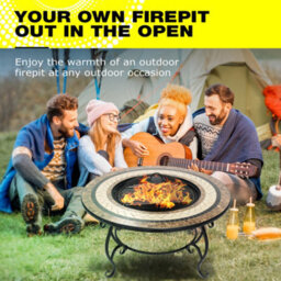 Centurion Supports Topanga High-End Multi-Functional Garden Fire Pit, Brazier, Coffee Table, Bbq, Ice Bucket With Ceramic Tiles - thumbnail 8