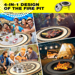Centurion Supports Topanga High-End Multi-Functional Garden Fire Pit, Brazier, Coffee Table, Bbq, Ice Bucket With Ceramic Tiles - thumbnail 2