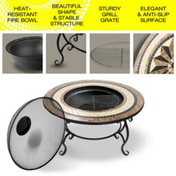Centurion Supports Topanga High-End Multi-Functional Garden Fire Pit, Brazier, Coffee Table, Bbq, Ice Bucket With Ceramic Tiles - thumbnail 4