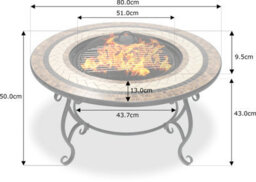Centurion Supports Topanga High-End Multi-Functional Garden Fire Pit, Brazier, Coffee Table, Bbq, Ice Bucket With Ceramic Tiles - thumbnail 7