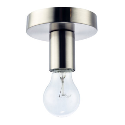 Happy Homewares Satin Nickel Ceiling Or Wall Light Fitting For Industrial Style Light Bulbs - image 1