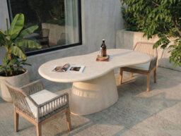 Beliani Garden Dining Table Spoleto 200 Cm 110 Cm Beige - thumbnail 2
