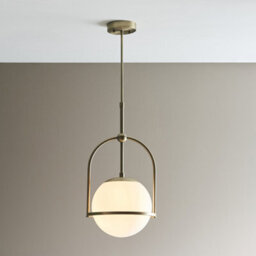 Luminosa Lighting Luminosa Cosenza Pendant Ceiling Light Matt Antique Brass Plate & Opal Glass - thumbnail 2