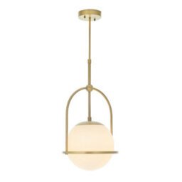 Luminosa Lighting Luminosa Cosenza Pendant Ceiling Light Matt Antique Brass Plate & Opal Glass - thumbnail 1