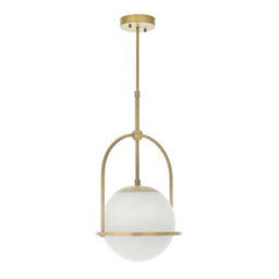 Luminosa Lighting Luminosa Cosenza Pendant Ceiling Light Matt Antique Brass Plate & Opal Glass - thumbnail 5