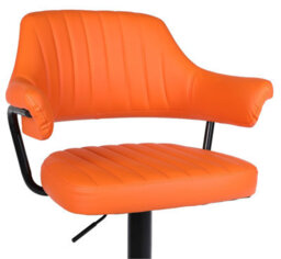 Single Orange Faux Leather Gas Lift Bar Stool With Padded Arms High Stool Kitchen Island Breakfast Bar - thumbnail 9