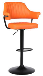 Single Orange Faux Leather Gas Lift Bar Stool With Padded Arms High Stool Kitchen Island Breakfast Bar