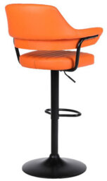 Single Orange Faux Leather Gas Lift Bar Stool With Padded Arms High Stool Kitchen Island Breakfast Bar - thumbnail 6