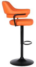 Single Orange Faux Leather Gas Lift Bar Stool With Padded Arms High Stool Kitchen Island Breakfast Bar - thumbnail 4