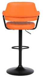 Single Orange Faux Leather Gas Lift Bar Stool With Padded Arms High Stool Kitchen Island Breakfast Bar - thumbnail 7