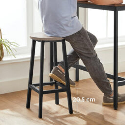 Songmics Pair Of Bar Stools, Counter Chairs, Durable Steel Frame, Effortless Setup, Industrial, Greige And Black - thumbnail 3