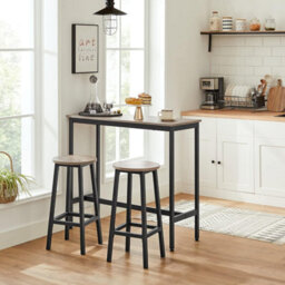 Pair Of Bar Stools, Counter Chairs, Durable Steel Frame, Effortless Setup, Industrial, Greige And Black