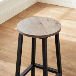 Songmics Pair Of Bar Stools, Counter Chairs, Durable Steel Frame, Effortless Setup, Industrial, Greige And Black - thumbnail 4