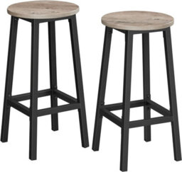 Songmics Pair Of Bar Stools, Counter Chairs, Durable Steel Frame, Effortless Setup, Industrial, Greige And Black - thumbnail 6