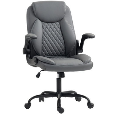 Pu Leather Office Desk Chair With Thick Cushion, Charcoal Grey - image 1