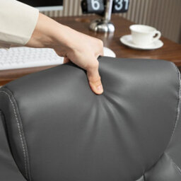 Pu Leather Office Desk Chair With Thick Cushion, Charcoal Grey - thumbnail 5