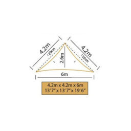 Kookaburra 6M X 4.2M Right Angle Triangle Waterproof Yellow Garden Patio Sun Shade Sail Canopy 98% Uv Block With Free Rope - thumbnail 4