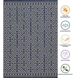 Homeart Outdoor Rugs Easy Cleaning Area Rugs For Balcony,garden,picnic,uv Weather Resistant D.blue Cream, 120 X 170 Cm - thumbnail 6