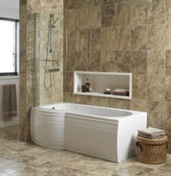 Cooke & Lewis Adelphi Curved Silver Effect Frame Bath Screen (H)1500mm - thumbnail 3