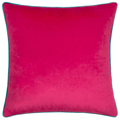 furn. Furn Meridian Velvet Piped Polyester Filled Cushion, Raspberry/teal, 45 X 45Cm - image 1
