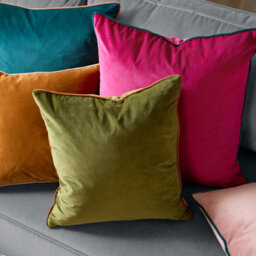 furn. Furn Meridian Velvet Piped Polyester Filled Cushion, Raspberry/teal, 45 X 45Cm - thumbnail 5