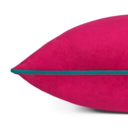 furn. Furn Meridian Velvet Piped Polyester Filled Cushion, Raspberry/teal, 45 X 45Cm - thumbnail 4