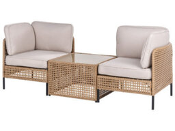 Wyld And Coco Outdoor Modular 2-Seater Sofa Set With Tempered Glass Coffee Table, Light Beige - Compact L140 X D68 X H80Cm - thumbnail 3