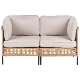 Wyld And Coco Outdoor Modular 2-Seater Sofa Set With Tempered Glass Coffee Table, Light Beige - Compact L140 X D68 X H80Cm - thumbnail 1