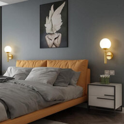 Led Wall Light Indoor E27 Wall Sconce With Globe Glass Ball Gold - thumbnail 6