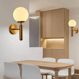 Led Wall Light Indoor E27 Wall Sconce With Globe Glass Ball Gold - thumbnail 5
