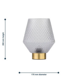 First Choice Lighting Porter - Battery Operated Satin Brass Lamp With Clear Textured Glass - thumbnail 7