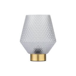 First Choice Lighting Porter - Battery Operated Satin Brass Lamp With Clear Textured Glass - thumbnail 1