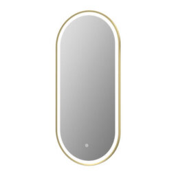 Affine Oval Led Mirror Touch Designer Bathroom Demister Mains Brushed Brass 450X1000mm - thumbnail 3