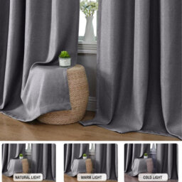 Moonlight Bedding 100%blackout Eyelet Linen Texture Curtain Pair Thermal Energy Efficient Window Curtain(Charcoal, 46''x54'') - thumbnail 5