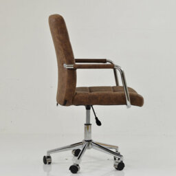 Lakeland Furniture Vaughan Aged Brown Faux Leather Chrome Swivel An Height Adjustable Base Office Chair - thumbnail 7