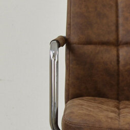Lakeland Furniture Vaughan Aged Brown Faux Leather Chrome Swivel An Height Adjustable Base Office Chair - thumbnail 4