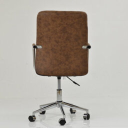 Lakeland Furniture Vaughan Aged Brown Faux Leather Chrome Swivel An Height Adjustable Base Office Chair - thumbnail 8