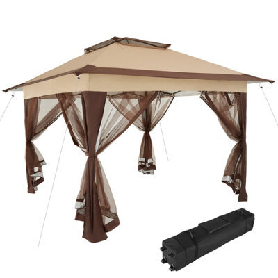 Tectake Gazebo Carabobo - 4 Side Panels, Water & Uv-Resistant, 3.64 X 3.64 X 2.94 M 364 X 364 X 294 Cm - Brown - image 1