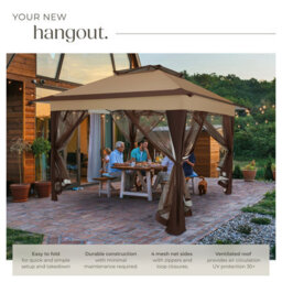 Tectake Gazebo Carabobo - 4 Side Panels, Water & Uv-Resistant, 3.64 X 3.64 X 2.94 M 364 X 364 X 294 Cm - Brown - thumbnail 3
