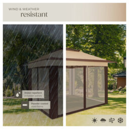 Tectake Gazebo Carabobo - 4 Side Panels, Water & Uv-Resistant, 3.64 X 3.64 X 2.94 M 364 X 364 X 294 Cm - Brown - thumbnail 4