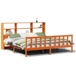 Berkfield Bookcase Bed Without Mattress Wax Brown 180X200 Cm Super King Solid Wood Pine - thumbnail 2