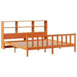 Berkfield Bookcase Bed Without Mattress Wax Brown 180X200 Cm Super King Solid Wood Pine - thumbnail 3
