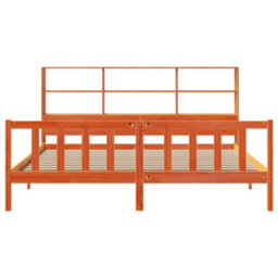 Berkfield Bookcase Bed Without Mattress Wax Brown 180X200 Cm Super King Solid Wood Pine - thumbnail 4