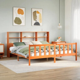 Berkfield Bookcase Bed Without Mattress Wax Brown 180X200 Cm Super King Solid Wood Pine - thumbnail 1